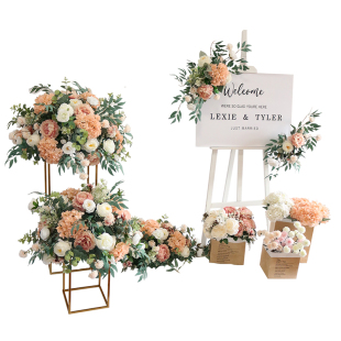 仿真几何路引花球装饰水牌全套花排桌花舞台橱窗KT板布置派对婚礼