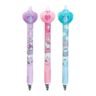 一正三丽鸥库洛米磨摩擦中性笔魔法仙棒小甜心造型可擦笔易擦女孩款小学生专用三年级子弹头按动静音黑色可擦