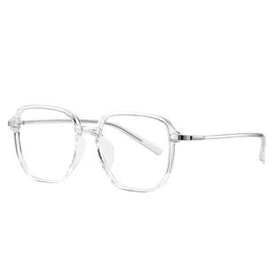 GM大框透明防蓝光辐射近视眼镜女圆脸韩版潮男平光镜护目素颜神器