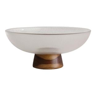 CMYD高级感新中式高脚玻璃水果盘家用客厅茶几坚果零食篮收纳摆件