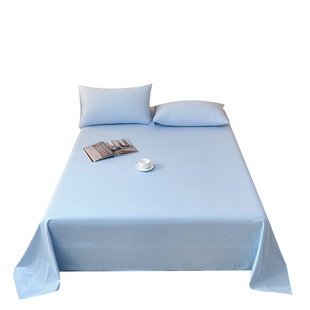 秋冬加厚磨毛纯棉床单单件100全棉学生宿舍纯色被单人枕套三件套3