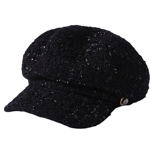 mrduck 英国LINTON限量黑标系列 高奢定制粗花呢小香风报童帽子女