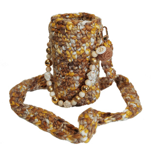 D.HOUSE原创 钛杯保温杯通用复古手工编织斜挎水杯套包 史前冒险