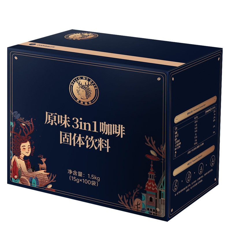 黑鹿不添加特浓1500g速溶咖啡粉