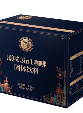 黑鹿不添加特浓1500g速溶咖啡粉