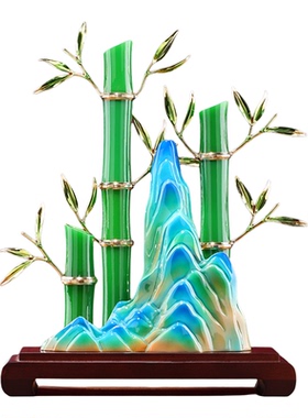 大明铜匠节节高升竹子摆件富贵竹玉石家居办公室领导乔迁新居礼品