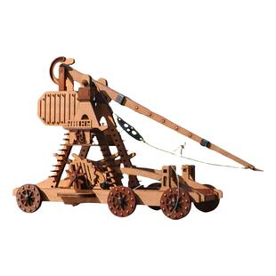 智趣古代重力投石车diy木质拼图积木生日礼物3d立体拼装儿童玩具