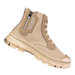 拉链款3522劳保鞋秋冬季男款高帮加绒户外防滑耐磨工地迷彩解放鞋