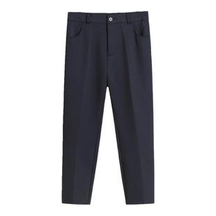 胖mm大码弹力职业西装裤女九分工装裤显瘦面试正装直筒长裤200斤