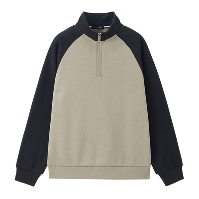 拼色佐丹奴半拉链加绒套头卫衣