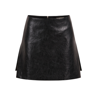OTHERSTORE 黑色假两件皮质半身裙女秋冬新款设计感裙裤休闲短裙