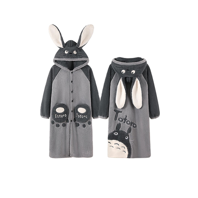 男士睡衣秋冬季珊瑚绒加绒加厚冬天青少年睡袍男法兰绒浴袍家居服