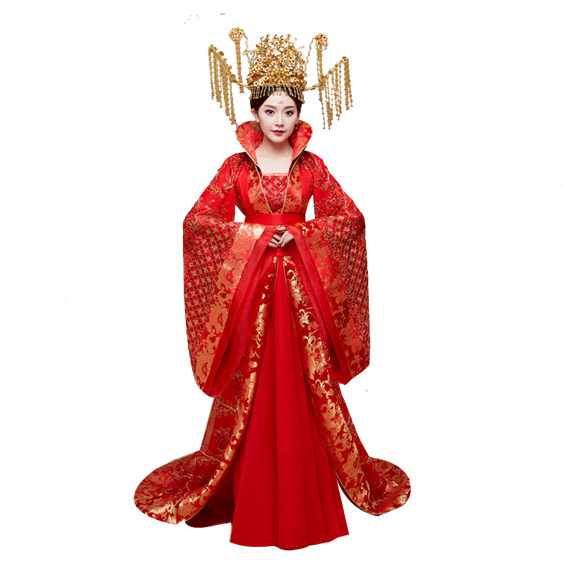 唐制汉服女唐朝贵妃拖尾古装嫁衣