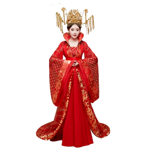 古代宫廷服装新款汉服女成人唐朝贵妃红色拖尾古装嫁衣皇后婚礼服