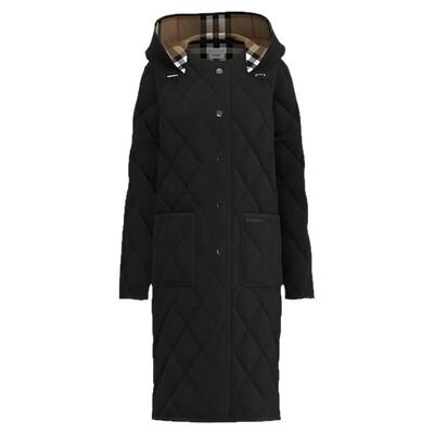 【自营】欧洲直邮Burberry博柏利经典条纹Logo徽标长款连帽棉服