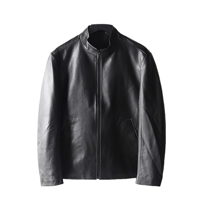 立领商务休闲真皮皮衣夹克外套潮