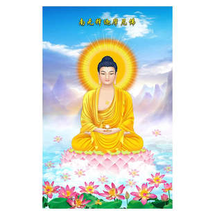 本师释迦摩尼佛圣像客厅佛堂供奉贴画装饰画自粘画摩尼珠娑婆佛像