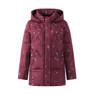 品牌碎花羽绒服女2025冬季新款中老年妈妈中长款保暖老人加厚外套