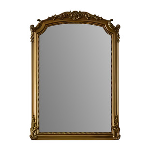 欧式宫廷风雕花化妆镜高级复古双台盆智能浴室镜玄关壁炉装饰挂镜