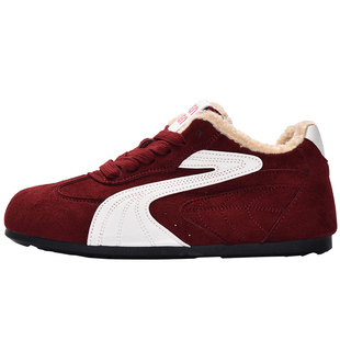 红色低帮加绒保暖时尚青春韩版复古学院潮流港风新款小众休闲板鞋