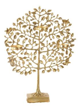 黄铜招财树蜡烛台欧式风工艺品