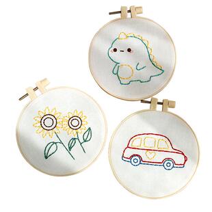 儿童刺绣手工diy材料包初学者幼儿园简单自绣卡通图案戳戳乐工具