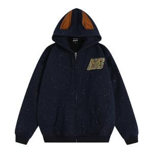 NOPASS 国潮牌原创美式杜宾犬耳朵连帽卫衣满天星加绒开衫外套女