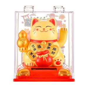 迷你太阳能招财猫小摆件自动招手车载开业前台装饰招财进宝发财猫