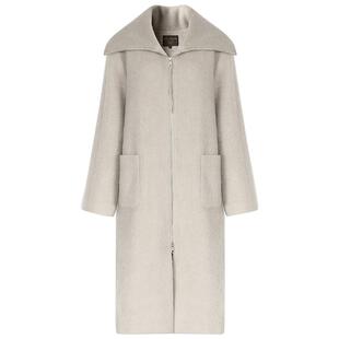 COCOBELLA气质优雅针织高领长款羊毛大衣女冬保暖毛呢外套WL3230