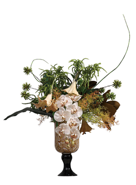 轻奢白绿花艺琥珀色花器