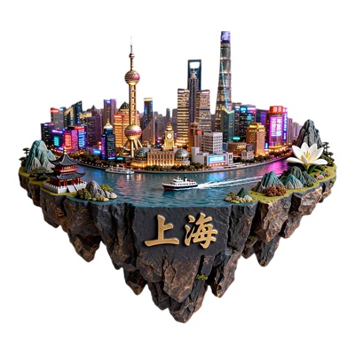 中国旅游上海城市地标金属冰箱贴