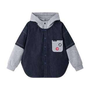 【元气徽章外套】马拉丁漫画家日系松弛户外牛仔连帽衬衫外套