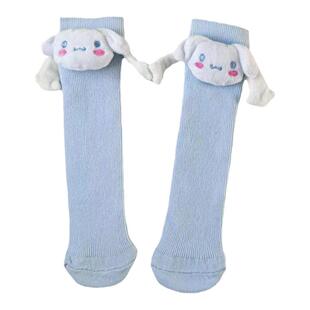 儿童袜子春夏季韩版ins卡通玩偶磁吸牵手袜男女童宝宝纯棉中筒袜
