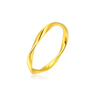 vana足金莫比乌斯环戒指黄金光面素圈指环生日礼物送女朋友