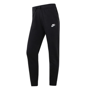 耐克NIKE 女款薄绒保暖休闲运动束脚长裤黑色卫裤DQ5192-010