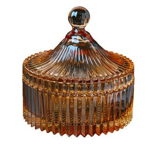 玻璃干果盘带盖糖罐糖盒零食瓜子盘水果盘欧式创意小号糖果盒子