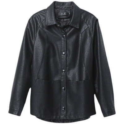 海宁皮衣女常规款宽松休闲皮夹克