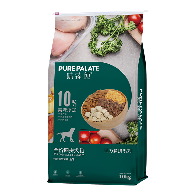 味臻純狗糧4拼凍干全價(jià)鮮肉金毛成犬幼犬糧大型犬20斤關(guān)節(jié)呵護(hù)
