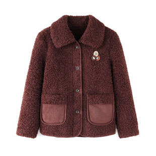 新款妈妈冬装加绒加厚羊羔毛外套中老年女洋气仿皮草毛呢大衣短款