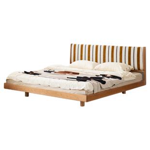 出乎家具莱斯软包床北欧简约樱桃木1.5m小户型主卧1.8m家用实木床