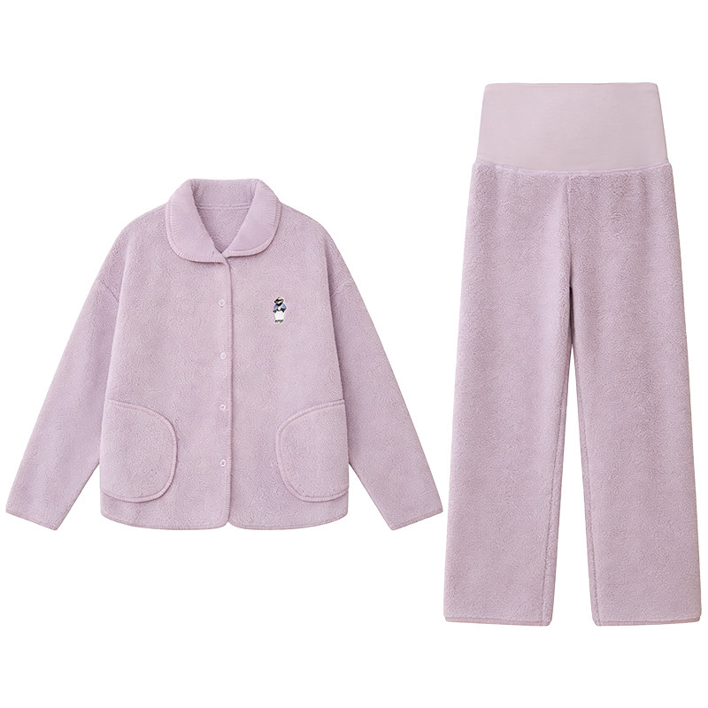 月子服秋冬半边绒家居服套装