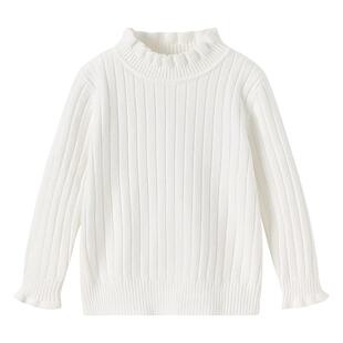 【打底衫】尼多熊女童针织毛衣儿童秋冬上衣女宝宝白色纯色百搭
