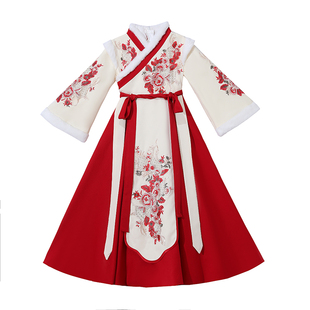 女童中式唐装冬装儿童2026新款连衣裙喜庆风拜年服汉服过年服古装