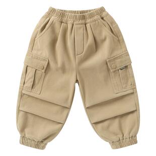 右欧男童女童加绒加厚工装裤儿童裤子束脚户外风长裤冬季新款童装