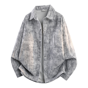 春秋季新款扎染牛仔外套初高中男孩青少年男装帅气大学生夹克衬衫