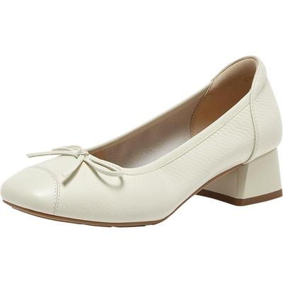 百思图2025秋季商场新款舒适羊皮一脚蹬浅口单鞋粗跟女鞋CY339CQ5