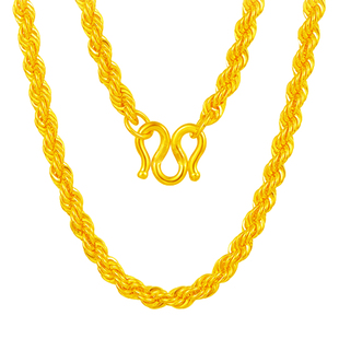 创缘镀黄金项链男粗麻花链子女细毛衣链镀沙金麻绳项链情侣款首饰