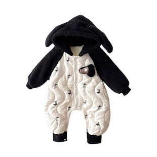 宝宝棉服冬装婴儿衣服夹棉连体衣冬季加厚保暖婴幼儿外出爬服外套