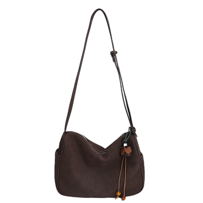 韩系复古大容量斜挎包包女2025新款秋冬单肩包棕色通勤腋下托特包