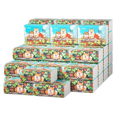 小蛮熊抽纸280张整箱加厚原木餐巾纸家用实惠装5层四边压花